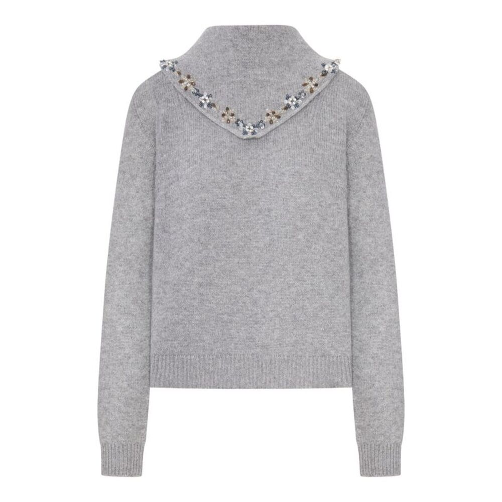 Prada Women Cashmere Sweater With Embroidered Scarf